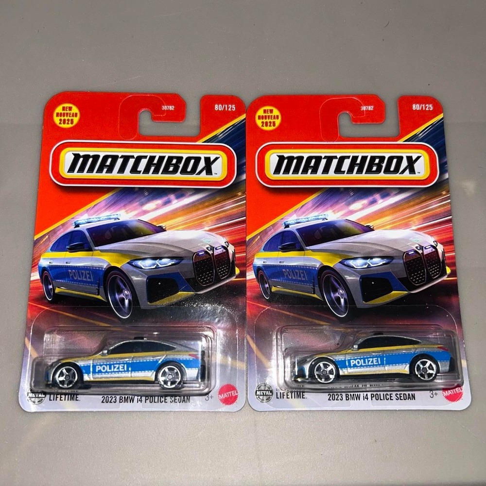Matchbox 2023 BMW i4 Police Sedan Diecast 2 Car Bundle Lot 1/64 Scale RARE